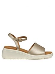 Geox Sandały D Meliconia D550EA 000NF C2012 Złoty. Żółte sandały damskie Geox, bez wzorów, ze skóry, bez obcasa, na koturnie. Za 259.99 zł.