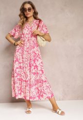 Różowa Sukienka Humina. Czerwone sukienki damskie Renee, na co dzień, l, bez wzorów, z wiskozy, eleganckie, bez kołnierzyka, bez ramiączek, midi, rozkloszowane. W wyprzedaży za 62.99 zł.