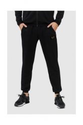 EA7 Czarne spodnie dresowe o ciekawej fakturze. Czarne spodnie dresowe męskie EA7 Emporio Armani, z aplikacjami, z dresówki. W wyprzedaży za 299.99 zł.