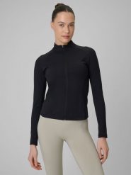 4F Bluza treningowa slim szybkoschnąca damska - czarna XL. Czarne kardigany damskie 4f, l, bez wzorów. Za 179.99 zł.