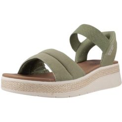 Sandały SKECHERS BOBS SUN RAY Zielony. Zielone obuwie trekkingowe damskie Skechers, bez wzorów, z syntetyku, bez obcasa. Za 260.99 zł.