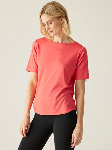 Regatta Koszulka funkcyjna "Botanna" w kolorze różowym rozmiar: 44. Różowe bluzki sportowe damskie Regatta, s, z materiału, bez kołnierzyka, bez ramiączek. Za 47.94 zł.