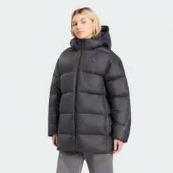 Puchowa kurtka parka Z.N.E. Czarne kurtki damskie Adidas, l, bez wzorów, z materiału, bez kaptura. Za 1,229.00 zł.