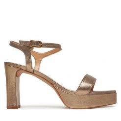 Sandały Unisa. Żółte sandały damskie Unisa, bez wzorów, bez obcasa, na słupku. Za 379.99 zł.