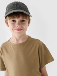 4F T-shirt gładki dziewczęcy - beżowy 122 (6-7 lat). Brązowe koszulki dziewczęce 4f, bez wzorów, z bawełny, bez ramiączek. W wyprzedaży za 19.99 zł.