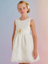 Abel & Lula Sukienka elegancka 5022 Biały Regular Fit. Białe sukienki dziewczęce Abel & Lula, bez wzorów, z bawełny, eleganckie, bez ramiączek. Za 299.99 zł.
