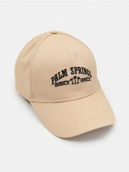 Czapka z daszkiem z haftowanym napisem Palm Springs - kremowy. Białe czapki męskie Sinsay, bez wzorów. Za 19.99 zł.