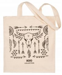 Shopperka materiałowa [DH] EKO beżowa wzór 30. Brązowe shopper bag damskie inny, bez wzorów, z bawełny, bez dodatków. Za 6.99 zł.