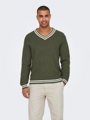 ONLY & SONS Sweter w kolorze khaki rozmiar: S. Brązowe swetry męskie Only & Sons, s, bez wzorów, bez kołnierzyka. Za 57.06 zł.