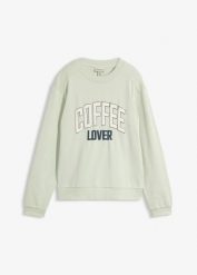 Bluza z czystej bawełny organicznej z wypukłym nadrukiem. Zielone bluzy bez kaptura damskie bonprix, z bawełny. Za 109.99 zł.