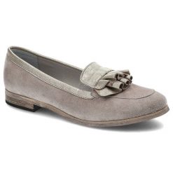 Szare Półbuty Karino Eleganckie Skórzane Buty Damskie. Szare półbuty damskie Karino, z aplikacjami, ze skóry, eleganckie, bez obcasa, na obcasie. Za 209.00 zł.