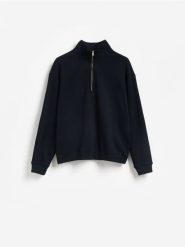 Bluza ze stójką - granatowy. Niebieskie bluzy bez kaptura męskie Reserved, l, z bawełny. Za 129.99 zł.
