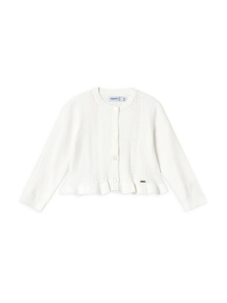 Mayoral Kardigan 1398 Écru Regular Fit. Swetry dziewczęce Mayoral, bez wzorów, z bawełny, bez kołnierzyka. Za 59.99 zł.