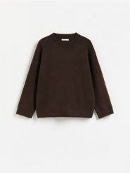 Sweter z domieszką wełny - brązowy. Brązowe swetry klasyczne damskie Reserved, l, z dzianiny, bez kołnierzyka. Za 139.99 zł.