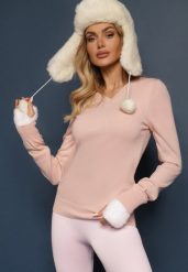 Jasnoróżowy Sweter w Klasycznym Stylu z Dekoltem w Serek Feliriel. Czerwone swetry klasyczne damskie Renee, m, z jeansu, bez kołnierzyka. Za 69.99 zł.