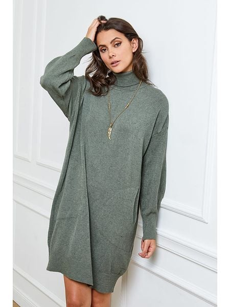 Joséfine Sukienka dzianinowa "Halof" w kolorze khaki rozmiar: XL. Brązowe sukienki damskie Joséfine, xl, bez wzorów, z dzianiny, bez kołnierzyka, bez ramiączek, mini. Za 180.49 zł.