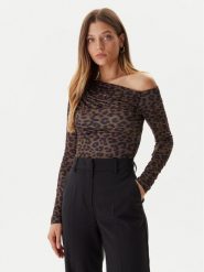 Guess Bluzka W5BP08 K1492 Brązowy Slim Fit. Brązowe bluzki damskie Guess, s, z aplikacjami, z syntetyku, bez kołnierzyka, bez ramiączek. Za 295.00 zł.