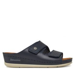 Klapki Dr. Brinkmann. Niebieskie klapki damskie Dr. Brinkmann, bez wzorów, bez obcasa. Za 279.99 zł.