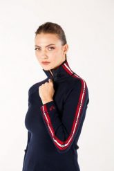 Sweter turystyczny damski Woolona 100% Merino. Niebieskie swetry klasyczne damskie WOOLONA, na zimę, l, z materiału, bez kołnierzyka. Za 648.00 zł.