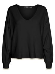 Vero Moda Sweter w kolorze kremowo-czarnym rozmiar: L. Brązowe swetry klasyczne damskie Vero Moda, l, bez kołnierzyka. Za 92.21 zł.
