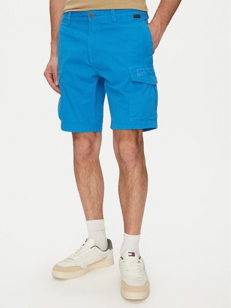Napapijri Szorty materiałowe N-Deline NP0A4HOT Niebieski Regular Fit. Niebieskie szorty męskie Napapijri, z bawełny, bez kołnierzyka. Za 399.99 zł.