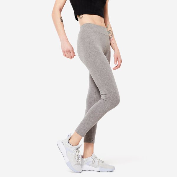 Legginsy fitness damskie Domyos slim. Szare legginsy damskie DOMYOS, m, bez wzorów, z bawełny. Za 49.99 zł.
