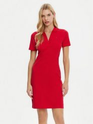 Tommy Hilfiger Sukienka codzienna WW0WW42567 Czerwony Slim Fit. Czerwone sukienki damskie Tommy Hilfiger, na co dzień, l, bez wzorów, z bawełny, bez kołnierzyka, bez ramiączek, proste. Za 349.99 zł.