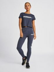 Damska koszulka crop top Hummel Legacy. Niebieskie t-shirty damskie HUMMEL, xs, bez wzorów, z bawełny, bez kołnierzyka. Za 94.50 zł.