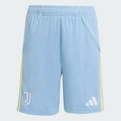 Spodenki wyjazdowe Juventus 25/26. Niebieskie szorty męskie Adidas, z materiału, bez kołnierzyka. Za 125.30 zł.