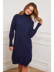 Joséfine Sukienka dzianinowa "Eclose" w kolorze granatowym rozmiar: M. Niebieskie sukienki damskie Joséfine, na co dzień, m, bez wzorów, z dzianiny, bez kołnierzyka, bez ramiączek, mini, proste. Za 187.99 zł.