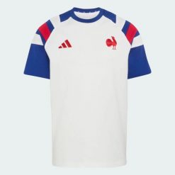 Męska koszulka Francja Rugby Travel. Białe t-shirty sportowe męskie Adidas, l, z bawełny, bez ramiączek. Za 199.00 zł.