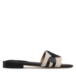 Klapki LAUREN RALPH LAUREN. Brązowe klapki damskie Lauren Ralph Lauren, bez wzorów, bez obcasa. Za 399.99 zł.
