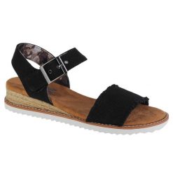Sandały do chodzenia damskie, Skechers Desert Kiss-Adobe Princess. Czarne obuwie trekkingowe damskie Skechers, bez wzorów, z materiału, bez obcasa. Za 179.99 zł.