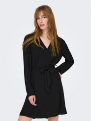 JDY Sukienka codzienna 15300554 Czarny Regular Fit. Czarne sukienki damskie JDY, na co dzień, xs, bez wzorów, z syntetyku, bez kołnierzyka, bez ramiączek, proste. Za 89.99 zł.