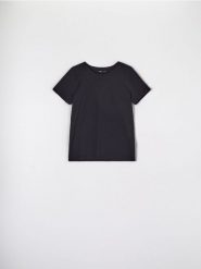 Koszulka - czarny. Czarne t-shirty damskie Sinsay, l, bez wzorów, z bawełny, bez kołnierzyka. W wyprzedaży za 6.99 zł.