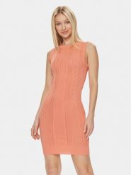 Guess Sukienka dzianinowa Es Sl Adaline W4GK11 Z2U00 Koralowy Slim Fit. Pomarańczowe sukienki damskie Guess, xxl, z aplikacjami, z dzianiny, bez kołnierzyka, bez ramiączek. Za 269.99 zł.