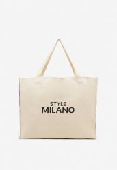 Beżowa Torebka o Modelu Shopper z Suwakiem i Napisem Salisella. Brązowe shopper bag damskie Renee, bez wzorów, bez dodatków. Za 89.99 zł.