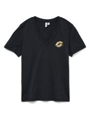 Vero Moda Koszulka w kolorze czarnym rozmiar: M. Czarne bluzki damskie Vero Moda, m, bez wzorów, z bawełny, bez kołnierzyka, bez ramiączek. Za 52.42 zł.