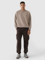 4F Spodnie casual parachute cargo męskie - brązowe XXL. Brązowe spodnie materiałowe męskie 4f, bez wzorów, z bawełny, casualowe. W wyprzedaży za 59.99 zł.