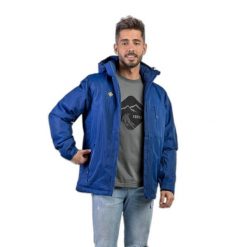 Wodoodporna kurtka Izas Naluns. Niebieskie kurtki męskie IZAS, s, bez wzorów, z puchu, z kapturem. Za 443.43 zł.
