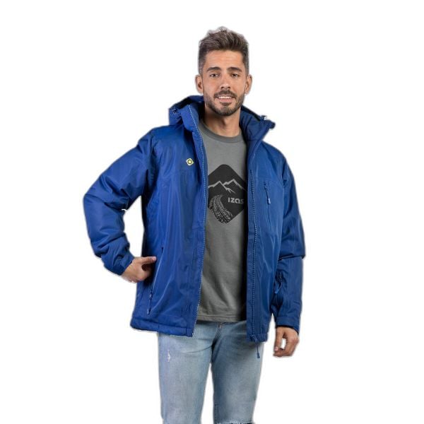 Wodoodporna kurtka Izas Naluns. Niebieskie kurtki męskie IZAS, s, bez wzorów, z puchu, z kapturem. Za 443.43 zł.