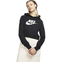 Bluza z kapturem Nike Sportswear Essential Cropped, Kobiety. Czarne bluzy sportowe damskie Nike, l, bez wzorów, z materiału, bez ramiączek, z kapturem. W wyprzedaży za 186.95 zł.