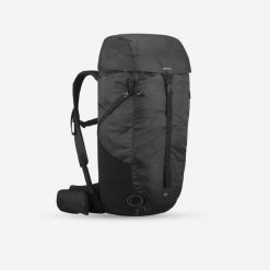 Plecak turystyczny Quechua MH100 35 litrów. Czarne plecaki męskie QUECHUA, bez wzorów, z materiału. Za 179.99 zł.