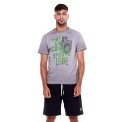 T-shirt męski w starym kolorze Indigo. Szare t-shirty męskie LEONE 1947 APPAREL, m, bez wzorów, bez kołnierzyka. Za 96.83 zł.