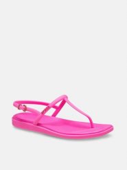 Crocs Sandały "Miami Thong" w kolorze różowym rozmiar: 34/35. Różowe sandały damskie Crocs, bez wzorów, bez obcasa. Za 131.74 zł.