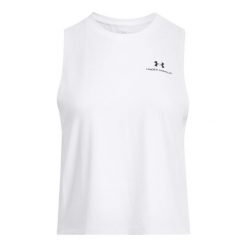 Damski crop top Under Armour Rush Energy. Białe topy sportowe damskie Under Armour, m, bez wzorów, z materiału, bez ramiączek. Za 178.48 zł.