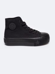 Trampki damskie wysokie czarne RR274742 906. Czarne trampki i tenisówki damskie Big Star, bez wzorów, z gumy. Za 169.99 zł.