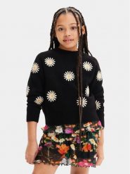 Desigual Sweter 23WGJF01 Czarny Regular Fit. Czarne swetry dziewczęce Desigual, bez wzorów, z syntetyku, bez kołnierzyka. Za 509.99 zł.