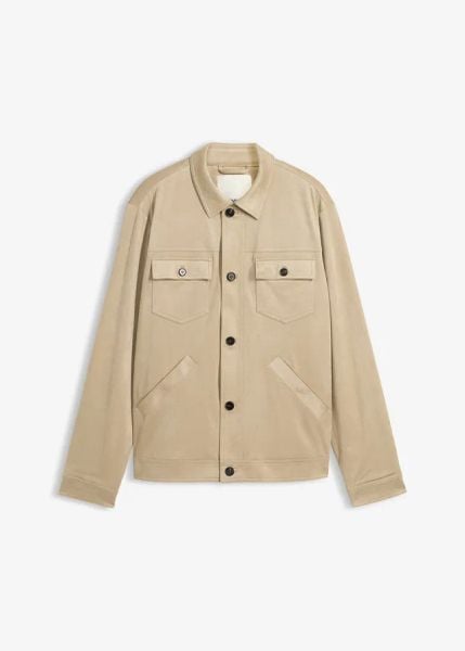 Kurtka z imitacji skóry welurowej. Brązowe kurtki męskie bonprix, m, bez wzorów, ze skóry, eleganckie, bez kaptura. Za 249.99 zł.