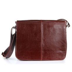 Torba skórzana przez ramię unisex DAN-A T53 koniakowa. Torby męskie na ramię DAN-A, bez wzorów, ze skóry, przez ramię. Za 499.99 zł.